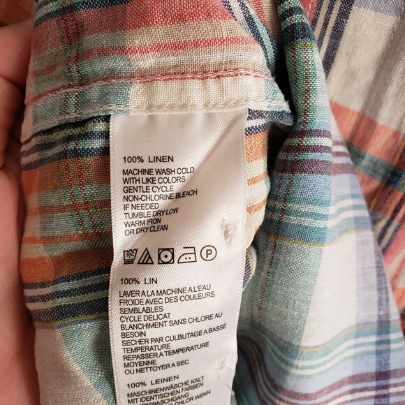 Tommy Bahama 100% Linen Plaid Shirt XL Relaxed Fit Multicolor Button Up - Picture 11 of 12